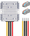DC Boost Converter From 12V To 19V Up To 5A 95W Power Supply Module with connectors and wires. Compact silver module with IP68 rating.