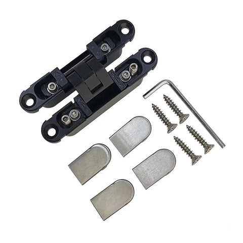 Small 3D Hidden 180 Degree Adjustable Door Hinge set with screws, Invisible Wooden Folding Hinge, 12kg Load Capacity