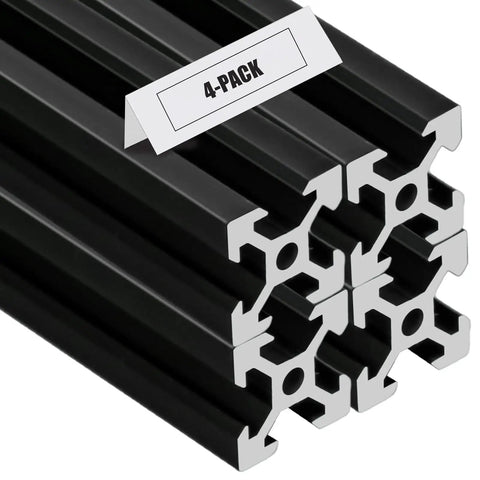 Four Piece 400mm European Standard Anodized Aluminum Extrusion Profile For Linear Rails Durable And Beefy Build For 3D Printers And CNC Machines DIY Projects Black