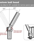 Diagram showing 25-degree tilt of ball end hex key in Two Piece Tool Bundle With ST5211 Pin Removal Kit And ST5212 22 Piece Allen Wrench Set