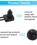 Two Pack Waterproof 12V Push Button Switch SPST On Off For RV Motorcycle Auto Car Bathroom Fan With 12mm Button image