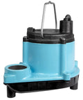 Manual Submersible Sump Pump For Sump Systems And Dewatering, 115 Volt, 1/3 HP, 2750 GPH, No Switch, 10 Ft Cord, Epoxy Coated Cast Iron Housing, Rugged Non Clog Vortex Impeller, Blue