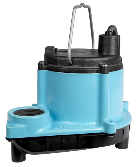 Manual Submersible Sump Pump For Sump Systems And Dewatering, 115 Volt, 1/3 HP, 2750 GPH, No Switch, 10 Ft Cord, Epoxy Coated Cast Iron Housing, Rugged Non Clog Vortex Impeller, Blue