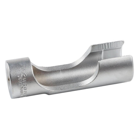Diesel Injector And Fuel Line Socket Set With Slotted Open End Design For Hard To Reach Nuts Three Eighths Inch Drive And One Half Inch Drive Ten To Nineteen Millimeter Range Seven Piece Silver Metal Tool Kit For The Garage showing a close-up of a single slotted socket
