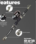 Kid Friendly Fishing Pole Rod And Reel Combo Starter Set With Tackle Box, 5ft Telescopic Rod, Pre Spooled 8lb Line, camo design