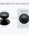 Dimensions of 4 Pack Flat Round Self Stick Cabinet Handles Set Matte Black Stainless Steel Adhesive Pulls For Cabinets And Drawers