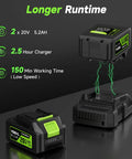 Cordless Leaf Blower With Dual 5.2Ah Batteries And Charger 650 CFM Electric Blower 3 Speed Modes details with batteries