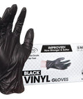 Disposable Black Vinyl Gloves Industrial Grade Powder Free Latex Free Textured Grip Non Sterile Food Safe 2.75 Mil Palm 3.9 Mil Fingers Medium 100 Count