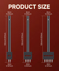 Product size of Pro Grade 3 Piece Prong Punch Tool Set for leather crafting, showing 2/4/6 prong round hole punches dimensions