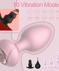 Pink silicone anal plug with remote control, part of Six Pack Silicone Anal Plug Training Kit With Remote Control Vibrating Butt Plugs.