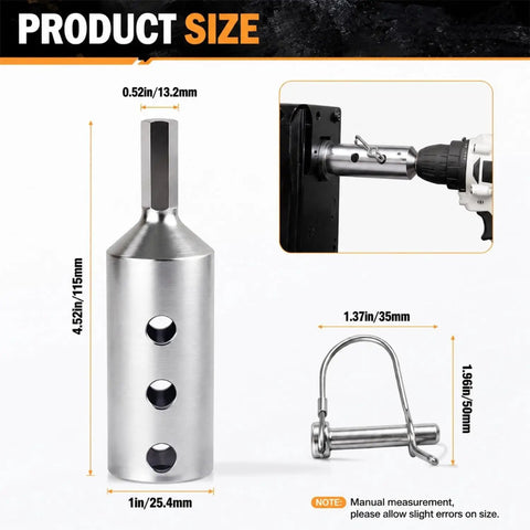 Heavy Duty Trailer Jack Drill Adapter Kit With A Rock Solid Zero Wobble Hex Socket For Dead Tight Torque And No Fuss RV Camper Hauler Maintenance size and details.