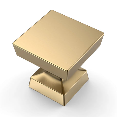 Champagne Bronze Cabinet Knobs Set 10 Pack 1.2 Inch 30mm Single Hole Drawer Knobs for Bathroom Cabinets, square knob ZH0008