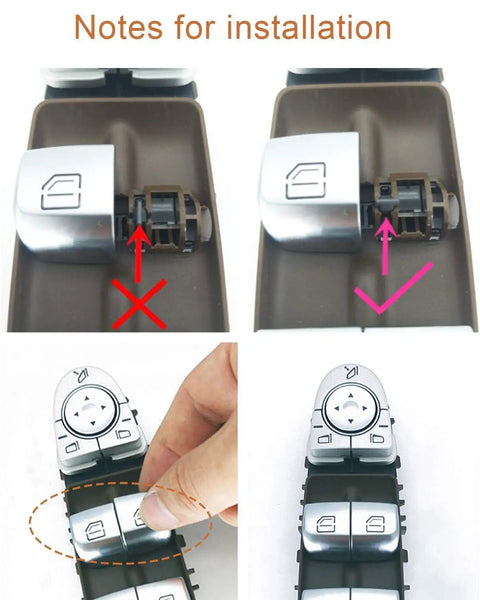 Mercedes Window Lift Switch Button Cover for C Class W205 2015 2021 and GLC W253 2016 2022 installation guide