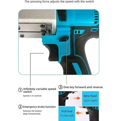 Jiminhuixin Electric Cable Threader Wire Pulling Machine With Brushless Motor One Button Control showing speed switch and emergency brake.