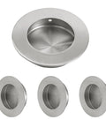 Four Pack Round Sliding Closet Door Handles With Two And A Half Inch Diameter Flush Pocket Recessed Pulls For Bypass Doors