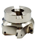 R8 Face Mill Cutter Set 80mm With BAP400R Arbor And APMT1604 Carbide Inserts, 6 Flutes, 27mm Bore, Close-up View