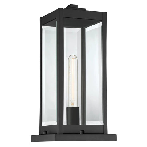 Westover 16 Inch Outdoor Pier Mount Light One Light Earth Black Lantern With Beveled Glass Wet Rated E26 Base Built Tough