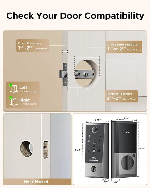 D2 Plus Smart Door Lock With Keyless Entry And 0.3Second AI Fingerprint Unlock Touchscreen Keypad installed on door
