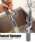 Close-up of Commercial Sink Sprayer Kit with High Pressure Rinse, showing easy-press lever and rubber nozzle preventing lime build-up.