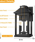Rock Solid Solar Porch Light Outside With Smart Motion Sensor And Dusk To Dawn Auto Switch For Waterproof Garage Yard Gate and Front Door Security Zero Hassle Upkeep Outdoor Pathway Lamp product details with solar panel and switches.