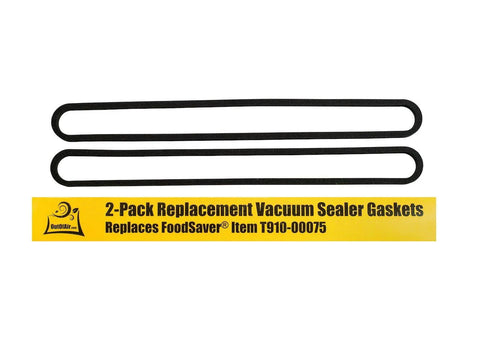 Two black OutOfAir vacuum sealer gaskets (2-pack) for FoodSaver, upper and lower replacements