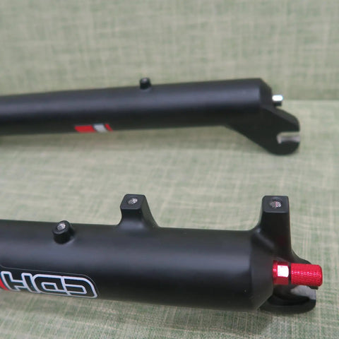 Close-up of attachment points on Beefy 20 Inch Fat Tire Front Fork with Air Suspension for E Bike and MTB