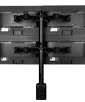 Heavy Duty Workhorse Quad Monitor Stand For Four Screens Up To 30 Inch Vesa Desk Mount with four screens mounted from the back view.
