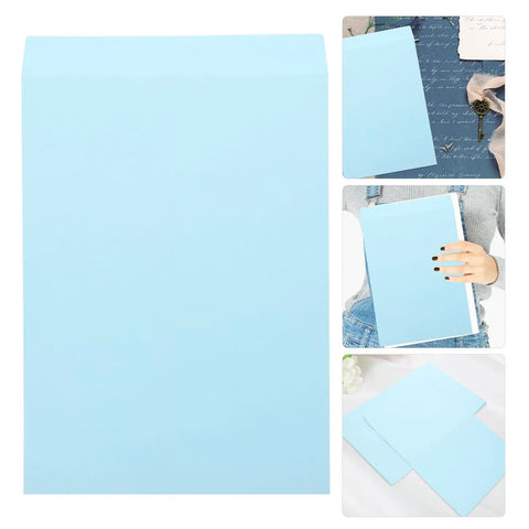 Self Adhesive Light Blue Envelopes 15 Pack For Letter Sized Documents Thickened Paper Pockets Easy To Use For Office Filing Bags And Privacy Protecting Document Storage displayed in multiple angles.