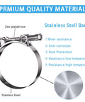 Image of a stainless steel T-bolt hose clamp showing materials and features, emphasizing durability and corrosion resistance.