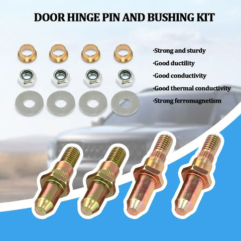 Beefed Up Car Door Hinge Roller Pin And Bushing Repair Kit for truck and SUV doors, includes flat washers and nuts