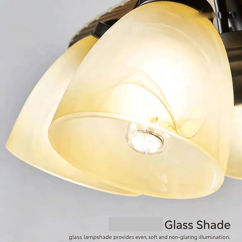 YPDJVLTI 45-52Inch Ceiling Fans Lights Ceiling Lamp with elegant glass shades providing soft, non-glare illumination.