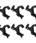 Beefy Heavy Duty Stage Light Truss Clamp For Moving Head Fixtures, set of six black clamps, aluminum alloy, adjustable 40 to 60mm