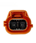 High Voltage Ac Compressor Assembly For Byd Qin Plus Ev connector with orange housing and black terminals for secure electrical connection.
