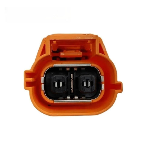 High Voltage Ac Compressor Assembly For Byd Qin Plus Ev connector with orange housing and black terminals for secure electrical connection.