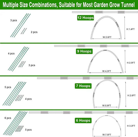 Tough As Nails Heavy Duty DIY Tent Poles Telescoping Rods For Outdoor Camping, various hoop combinations for grow tunnels