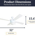 Dimensions of Auletta 52 Inch Outdoor And Indoor Ceiling Fan With Light Pull Chain Dual Mounting Options Slick Dual Finish Blades