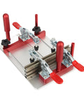 Aluminum Router Table Coping Sled with Clear Acrylic Dust Board for Safer Clamping, Professional Rail Safety Sled, red handles