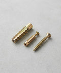 Beefy Hollow Wall Anchors With Screws Kit For Stripped Holes And Loose Hinges, metal fasteners on a gray surface