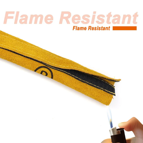 2-Pack TIG Welding Torch Cable Cover with Flame Resistant Yellow Leather, 275 by 3.9 inches, 23 feet long, close-up view