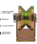 Skelang 2-inch V-groove caster with bracket, zinc-coated metal, front view