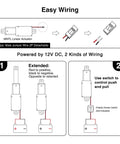 Diagram of Tiny But Mighty 40N 12V Mini Electric Linear Actuator With 10mm Stroke showing wiring instructions and connections.