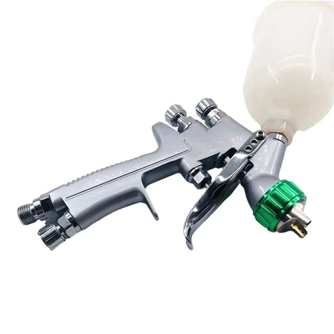 Pro Grade Mini Pneumatic HVLP Paint Spray Gun With 1.2mm Tip for Slick Automotive Touchups and Flawless Car Finishing, detailed view.