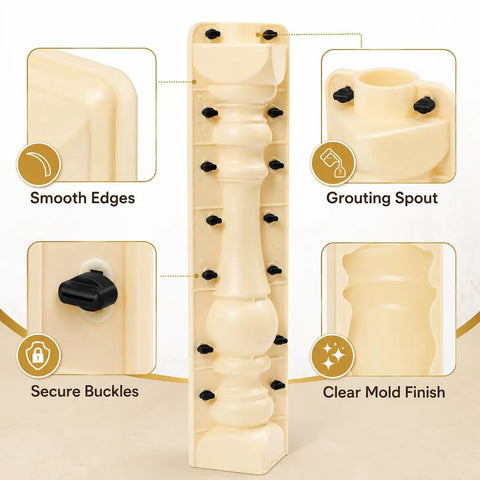 Column Balustrade Mold For Concrete And Plaster DIY Garden And Patio 27.6 Inch Two-Piece Reusable Plastic Form features