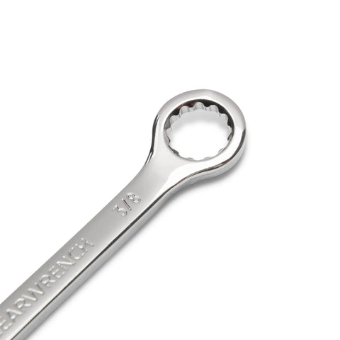 Close-up of 3/8 inch wrench from Ten Piece SAE Midget Wrench Set With 12 Point Box End And 6 Point Box End, Alloy Steel Construction.