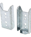 Eight Pack Galvanized Fence Brackets For 2x4 Wood Rails, Heavy Duty Fence Bracket Repair Kit, Hot Dip Galvanized Steel, Fits Standard 1.5 X 3.5 Inch Rails, Corrosion Resistant And Durable product image showing two brackets.
