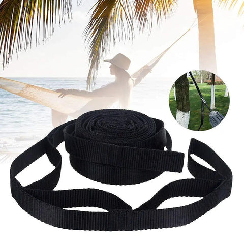 2 Pack Hammock Straps Set 200cm No Stretch Suspension Straps for tree hanging, outdoor camping, hiking, yoga, black polyester