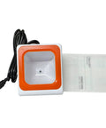 Top view of Desktop Barcode Scanner With Big Window And CMOS Sensor For Quick Auto Scan, QR Code Reader, USB cable attached.