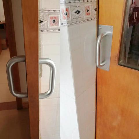 Two Pack Beefy Stainless Steel Door Pull Handles 8 Inch Heavy Duty Plate Door Pulls For Barn Shed Cupboard Toilet Cabinet Garage