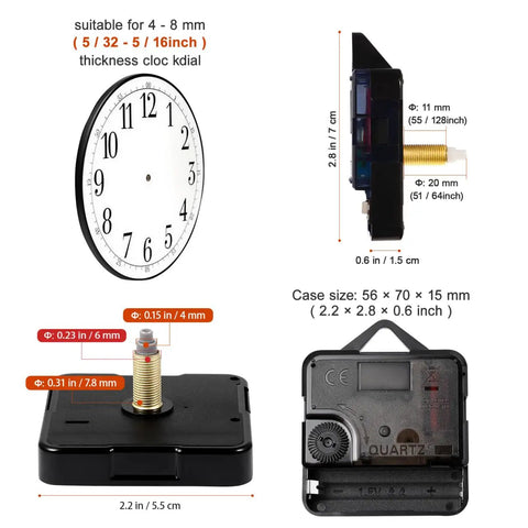 Silent Quartz Clock Movement Replacement Kit With Gold Hands For Wall Clocks Battery Operated DIY Repair Parts Includes Hour Minute And Second Hands Gaskets Nut And Plug And Play Install 11mm Thread Length side view