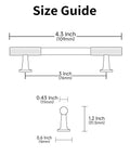 Size guide for Champagne Bronze Cabinet Pulls Set Of 10, 3 Inch Hole Centers Cabinet Handles with dimensions and measurements.